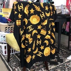 Vintage CHANEL CC lucky charms Square silk scarf